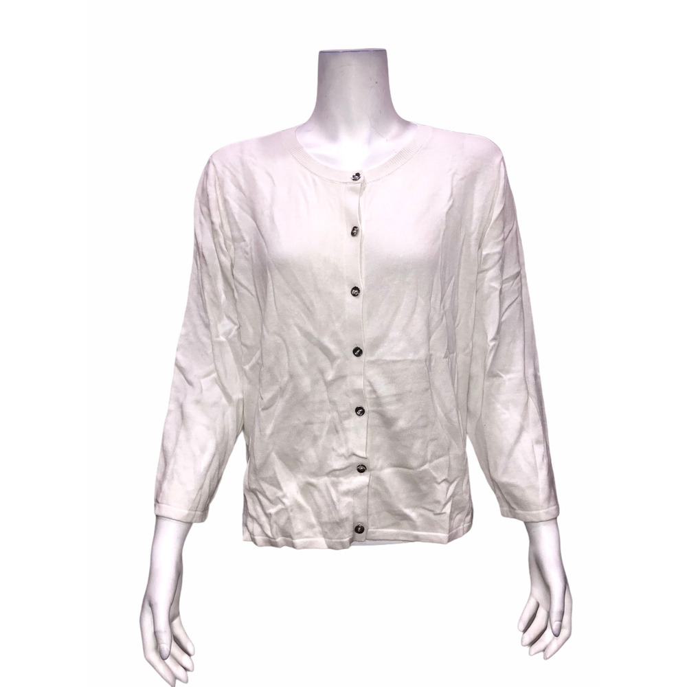 Classic White Button-Front Women’s Sweater Cardigan